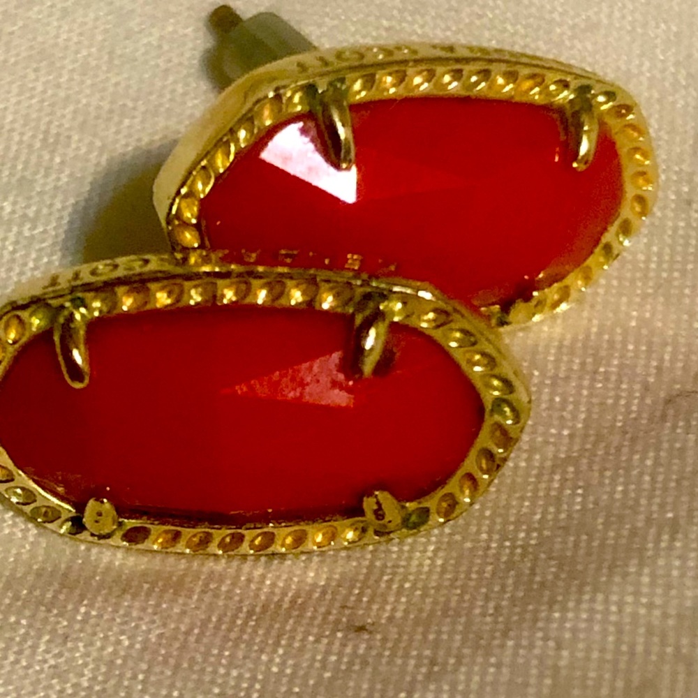 Kendra Scott gold and red earrings